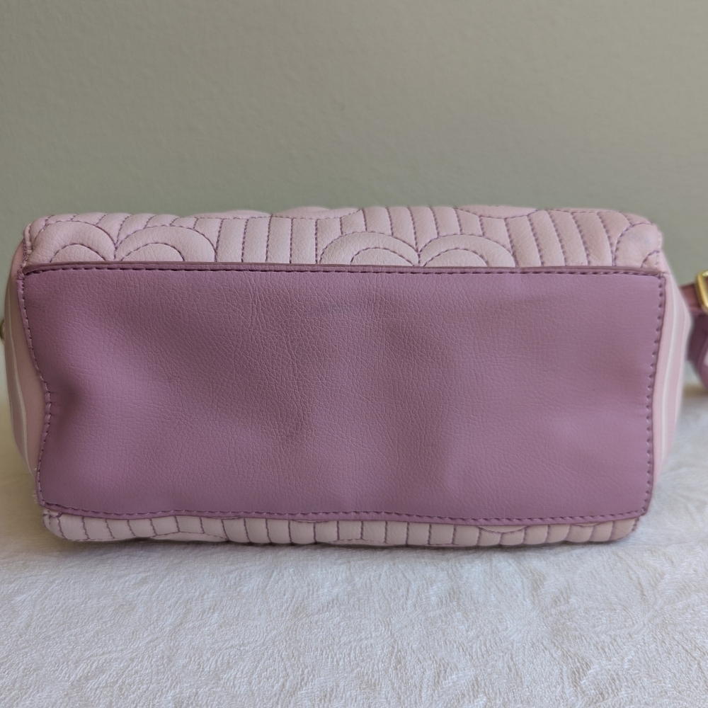 Luv Betsey Johnson Quilted Hearts Pastel Purple Crossbody Handbag Purse - Picture 6 of 15